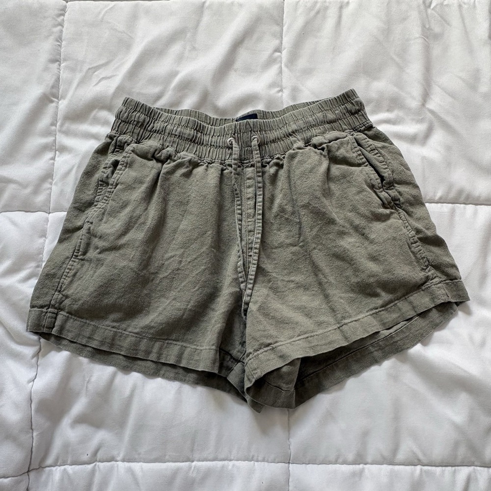 Gap Linen Blend Shorts Womens Size Small Green Drawstring Summer Beach City